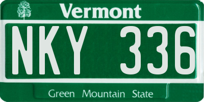 VT license plate NKY336