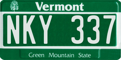 VT license plate NKY337