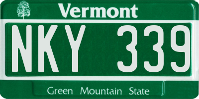 VT license plate NKY339