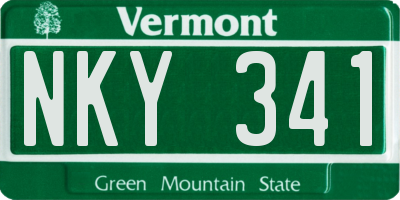 VT license plate NKY341