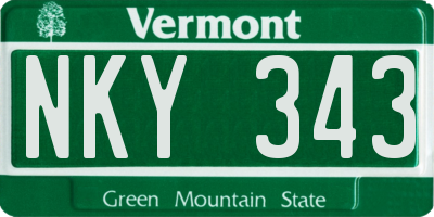 VT license plate NKY343