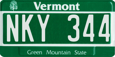 VT license plate NKY344