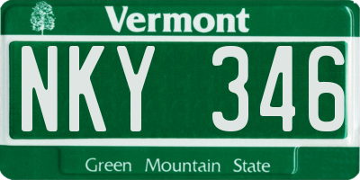 VT license plate NKY346