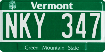 VT license plate NKY347
