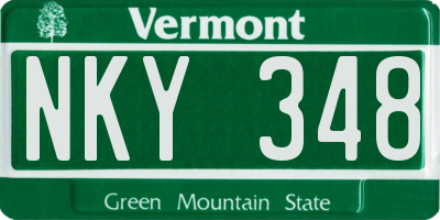 VT license plate NKY348