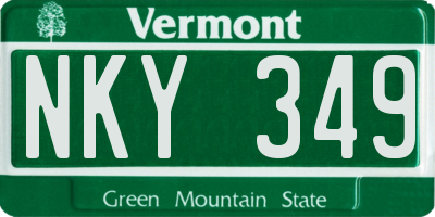 VT license plate NKY349