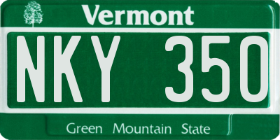VT license plate NKY350