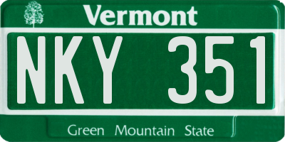 VT license plate NKY351