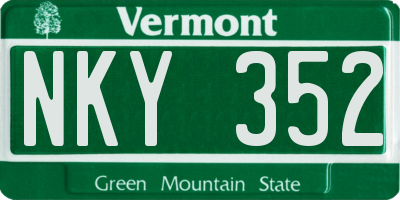 VT license plate NKY352