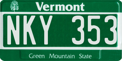 VT license plate NKY353