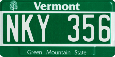 VT license plate NKY356