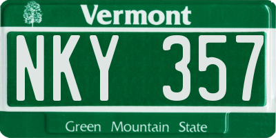 VT license plate NKY357
