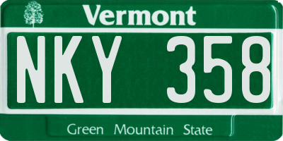VT license plate NKY358