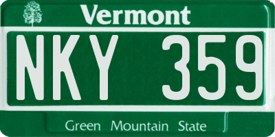 VT license plate NKY359