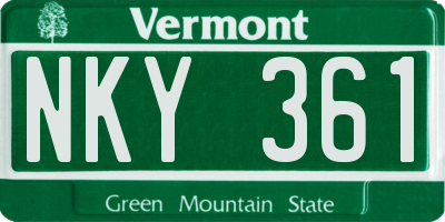VT license plate NKY361