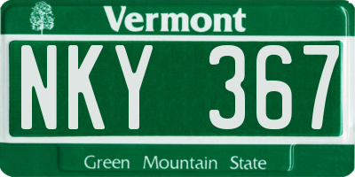 VT license plate NKY367