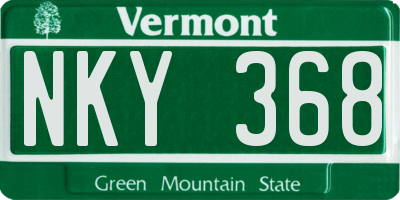 VT license plate NKY368