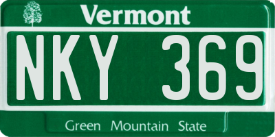 VT license plate NKY369