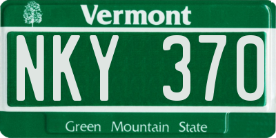 VT license plate NKY370