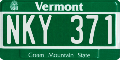 VT license plate NKY371