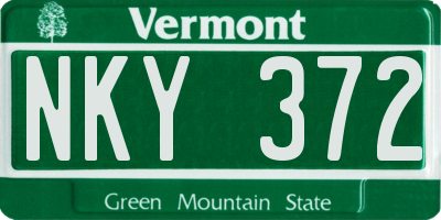 VT license plate NKY372