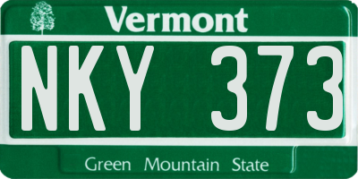 VT license plate NKY373