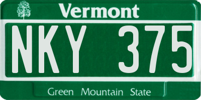 VT license plate NKY375
