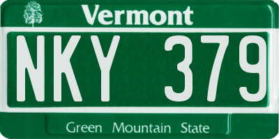 VT license plate NKY379