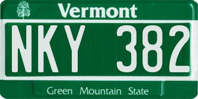 VT license plate NKY382