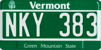VT license plate NKY383