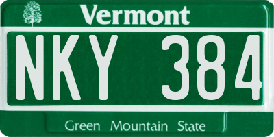 VT license plate NKY384