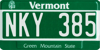 VT license plate NKY385