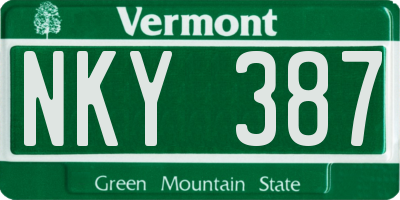 VT license plate NKY387