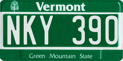 VT license plate NKY390