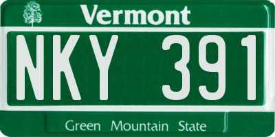 VT license plate NKY391