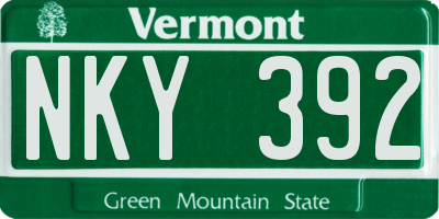 VT license plate NKY392