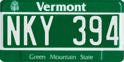 VT license plate NKY394