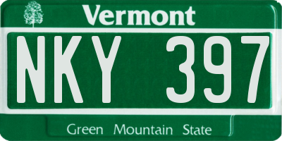 VT license plate NKY397