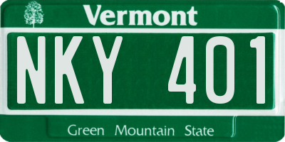 VT license plate NKY401