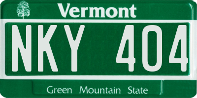 VT license plate NKY404