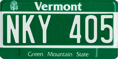 VT license plate NKY405