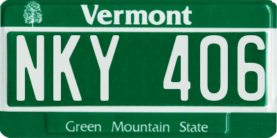 VT license plate NKY406