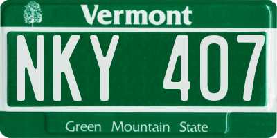 VT license plate NKY407