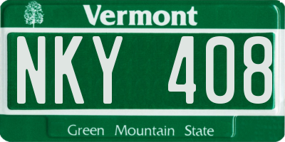 VT license plate NKY408