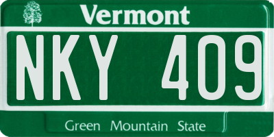 VT license plate NKY409