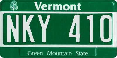 VT license plate NKY410