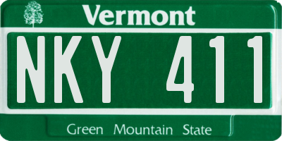 VT license plate NKY411