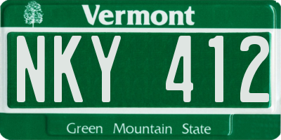 VT license plate NKY412