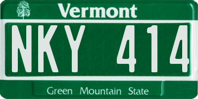 VT license plate NKY414