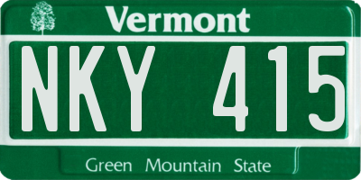 VT license plate NKY415